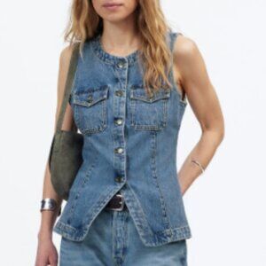 NEW Madewell Denim High Crewneck Vest, size 8